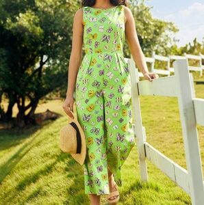 Modcloth Light of Day Butterfly Green Jumpsuit